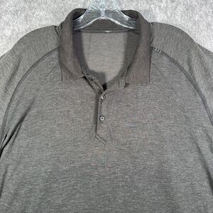 Lululemon Shirt Mens Size 2XL Black Metal Vent Short Sleeve Polo Office Golf